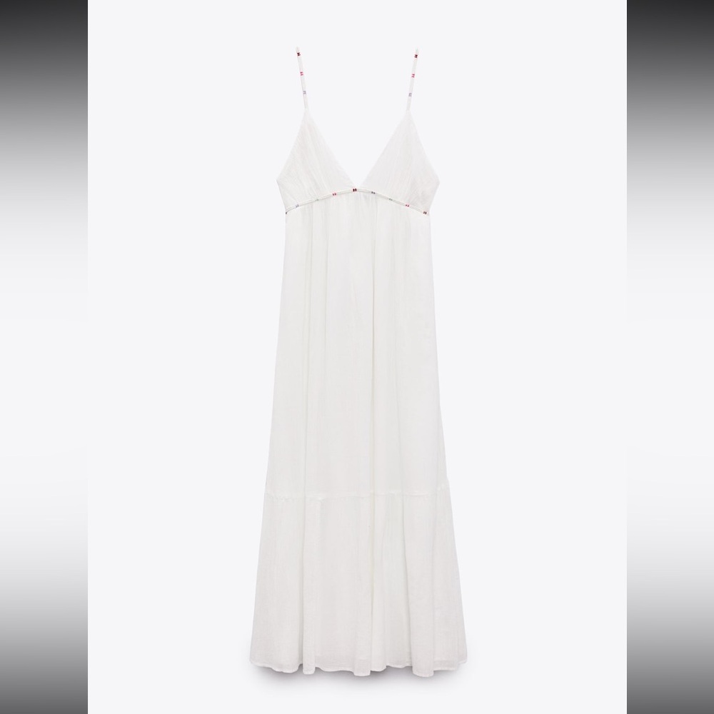 NWT - Zara Topstitched Gauze Dress in white - SOLD OUT ONLINE - size small